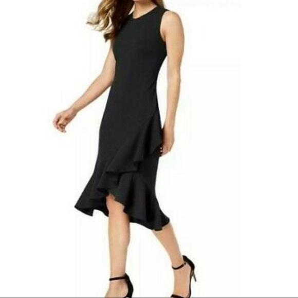 Calvin Klein Crisscross Ruffle Sheath Dress - Picture 2 of 7